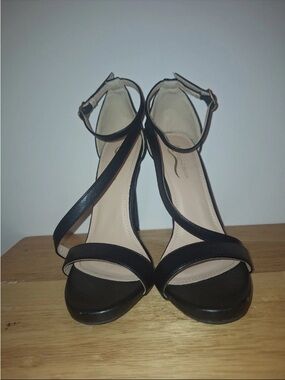 Women’s Black Ankle-Strap Open-Toe Heels